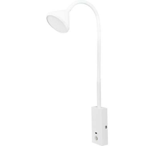 Brasso LED & USB Væglampe – Hvid