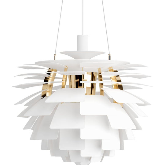 PH KOGLE PENDEL SOFT HVID/MESSING METALLISRET Ø600