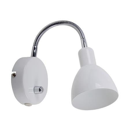Denver Væglampe – Hvid med Gåsehalsarm – Fleksibel læse- og arbejdslampe