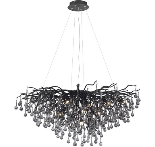 Icicle Lysekrone Ø100 – Sort Glasvedhæng