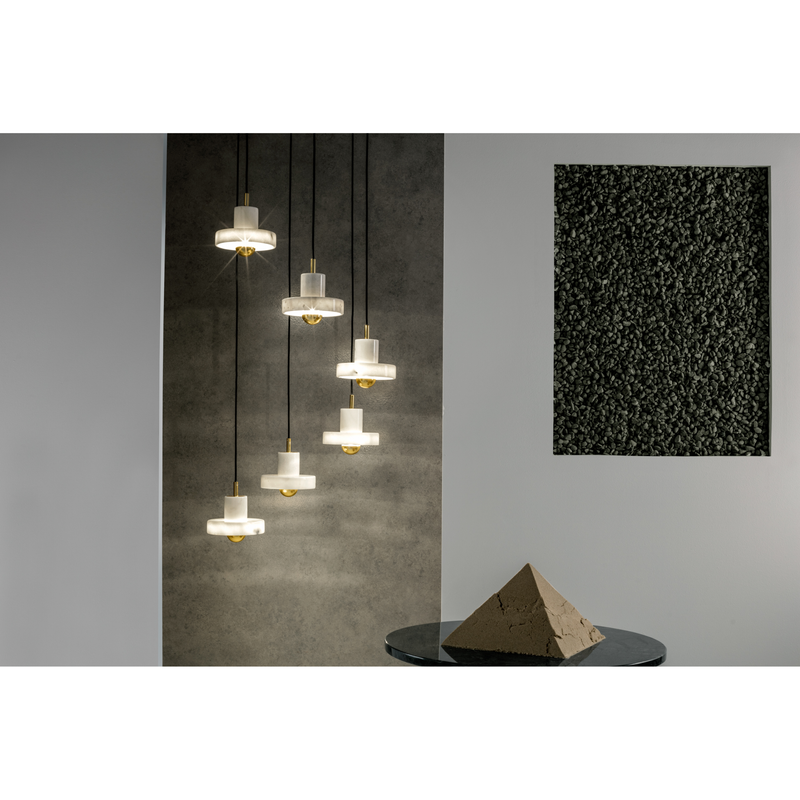 STONE PENDEL MARMOR/MESSING LED