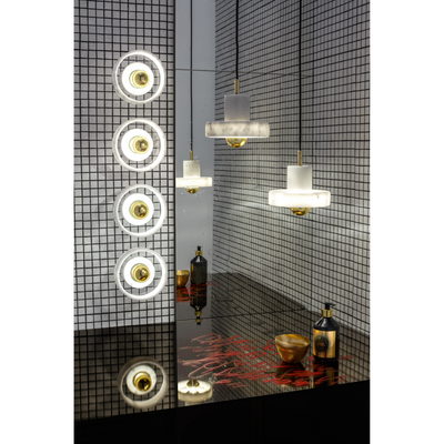 STONE VÆGLAMPE MARMOR/MESSING LED