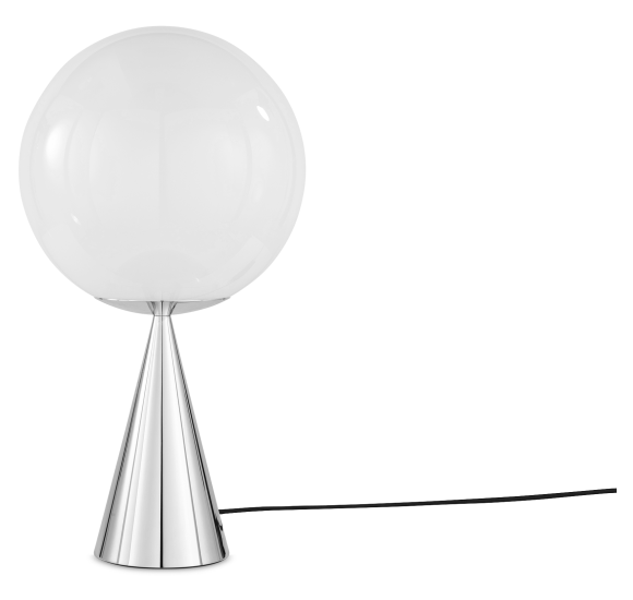 GLOBE FAT BORDLAMPE OPAL/SØLV LED