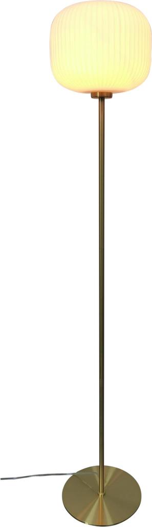 LIGA MAGNUS MESSING GULVLAMPE - Elegant rumbelysning med messing og opalglas