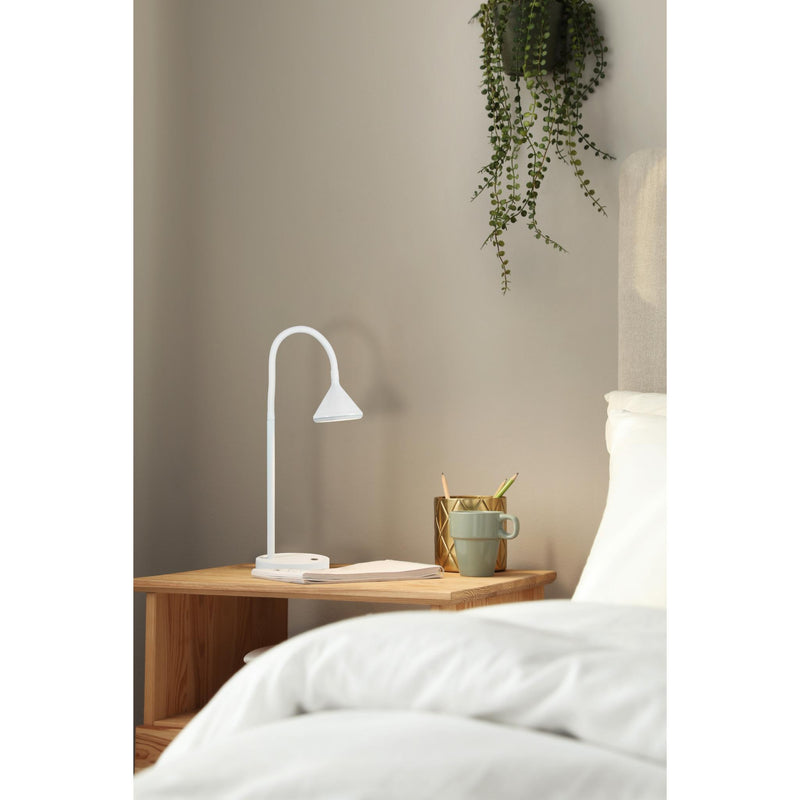 Brasso hvid LED og USB bordlampe