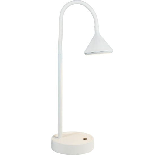 Brasso Bordlampe – Hvid LED, USB-oplader og fleksibel lampearm