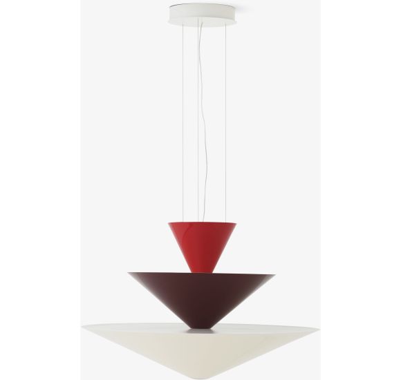 GIO LN15 - PENDEL Ø92 - VERMILION RED, DARK BURGUNDY OG ECRU WHITE