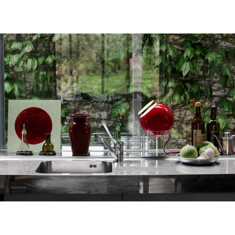 TOPAN VP13 BORDLAMPE AKRYL BASE OG VERMILION RED