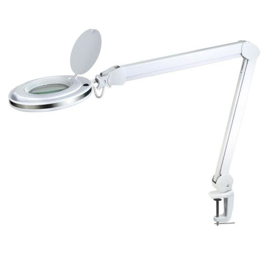 Magnifying LUP Large LED Bordlampe – Halo Design (Hvid Aluminium)