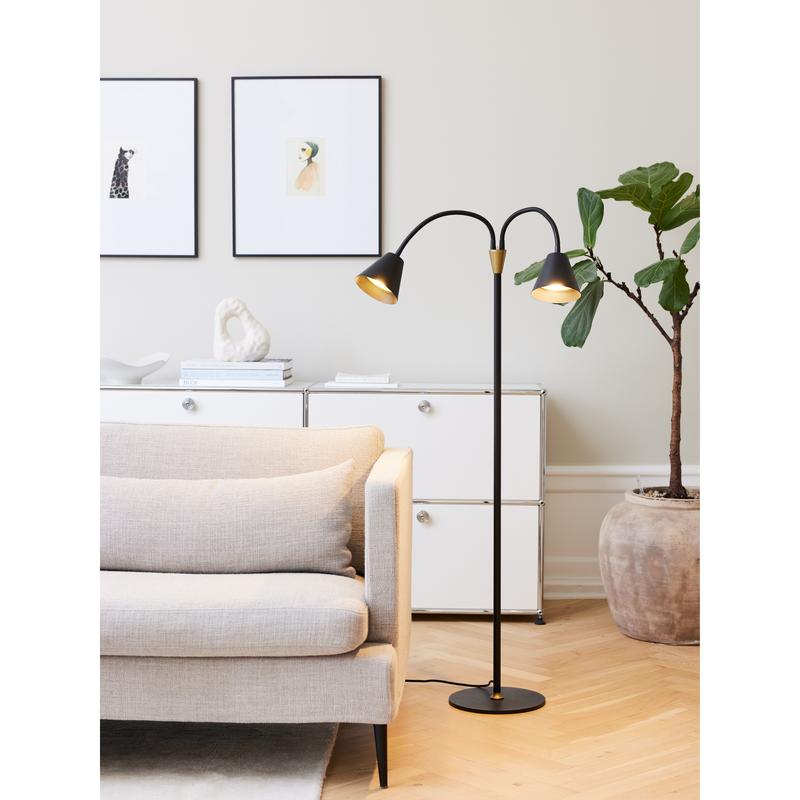 HYGGE GULVLAMPE 2 ARME GRADIT SORT GU10