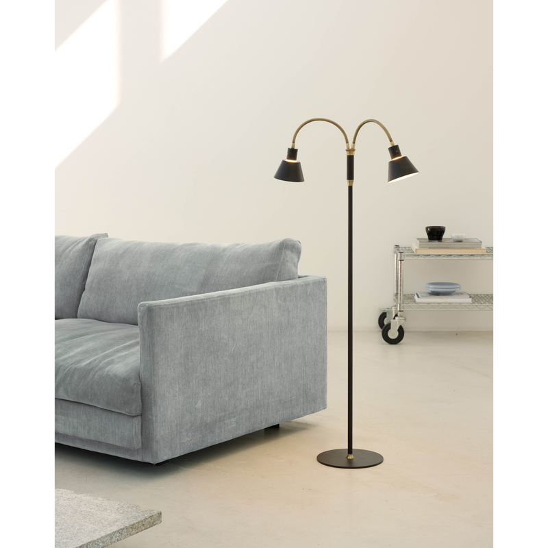 SPACE LED GULVLAMPE 2 ARM SORT/ANTIQUE