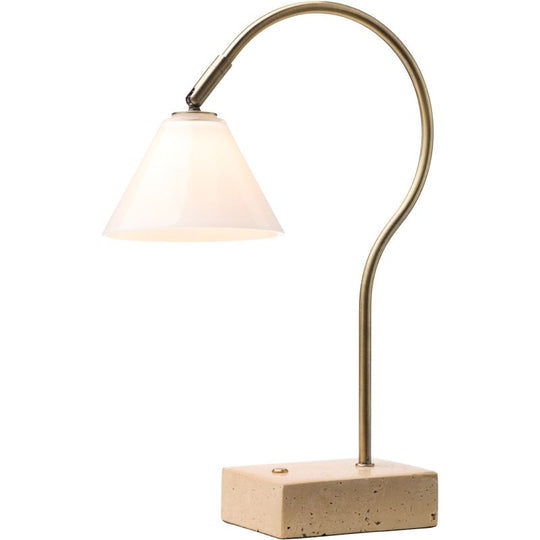 QUESTION PORTABLE BORDLAMPE ANTIK MESSING/OPAL GLAS