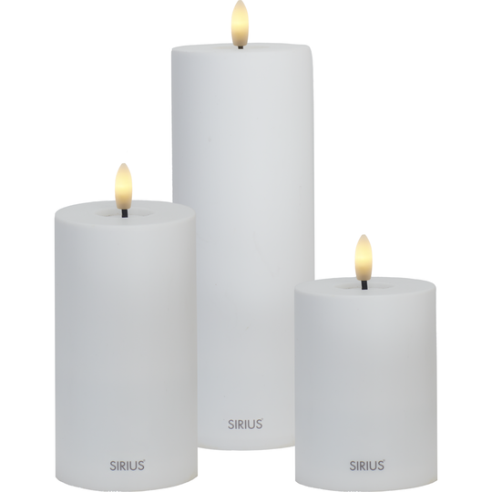 SILLE 3 PAK BLOKLYS - SOLCELLELAMPE - HVID