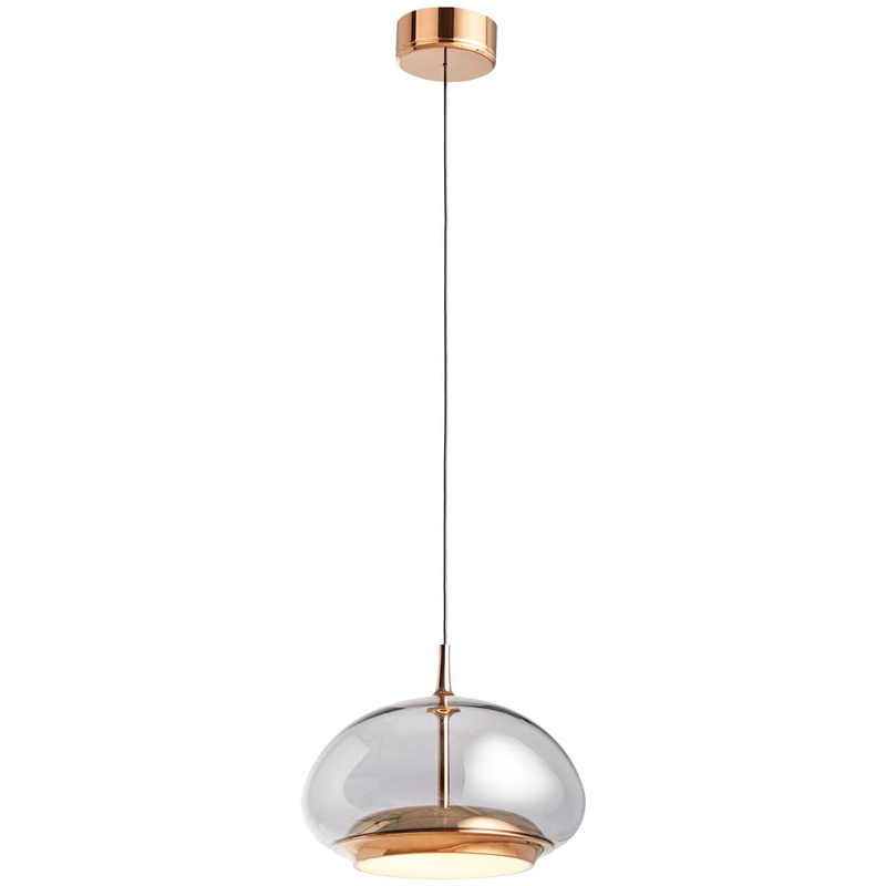AVALON PENDEL SMOKED GLAS/ROSE GOLD LED