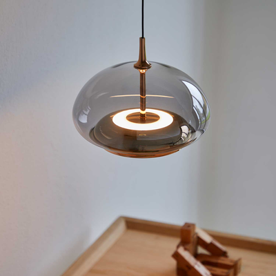 AVALON PENDEL SMOKED GLAS/ROSE GOLD LED