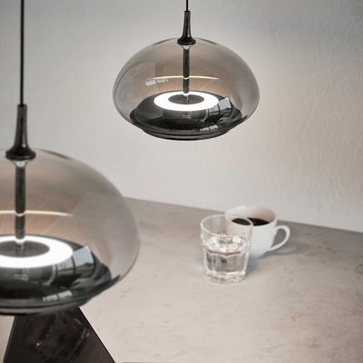 AVALON PENDEL SMOKED GLAS/BLACK CHROME LED
