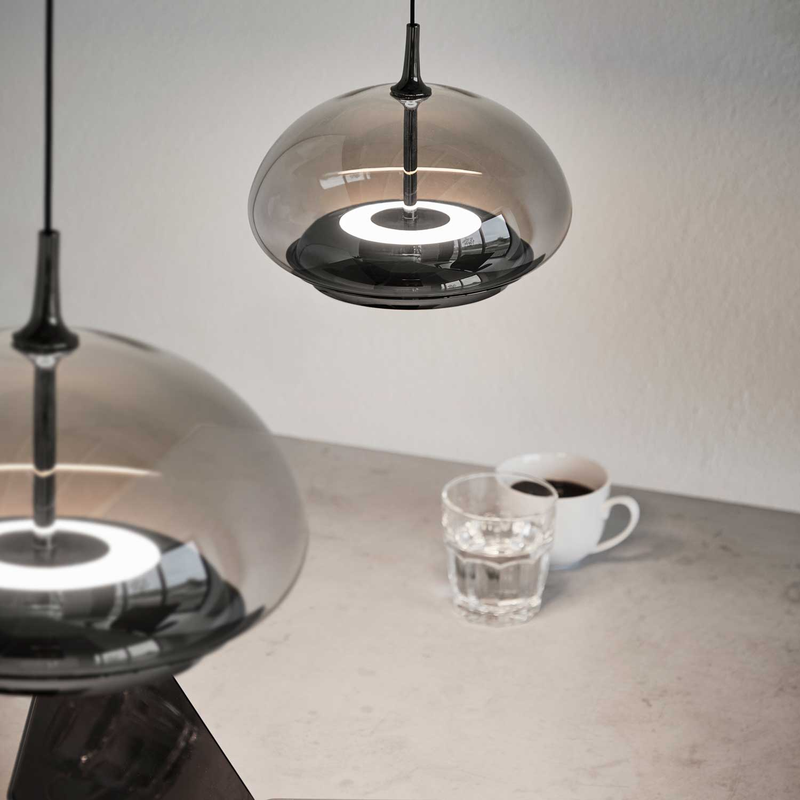 AVALON PENDEL SMOKED GLAS/BLACK CHROME LED