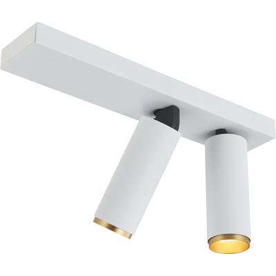 Loom Design X‑Beam – Hvid og guld dobbeltspot med fleksibel LED‑belysning
