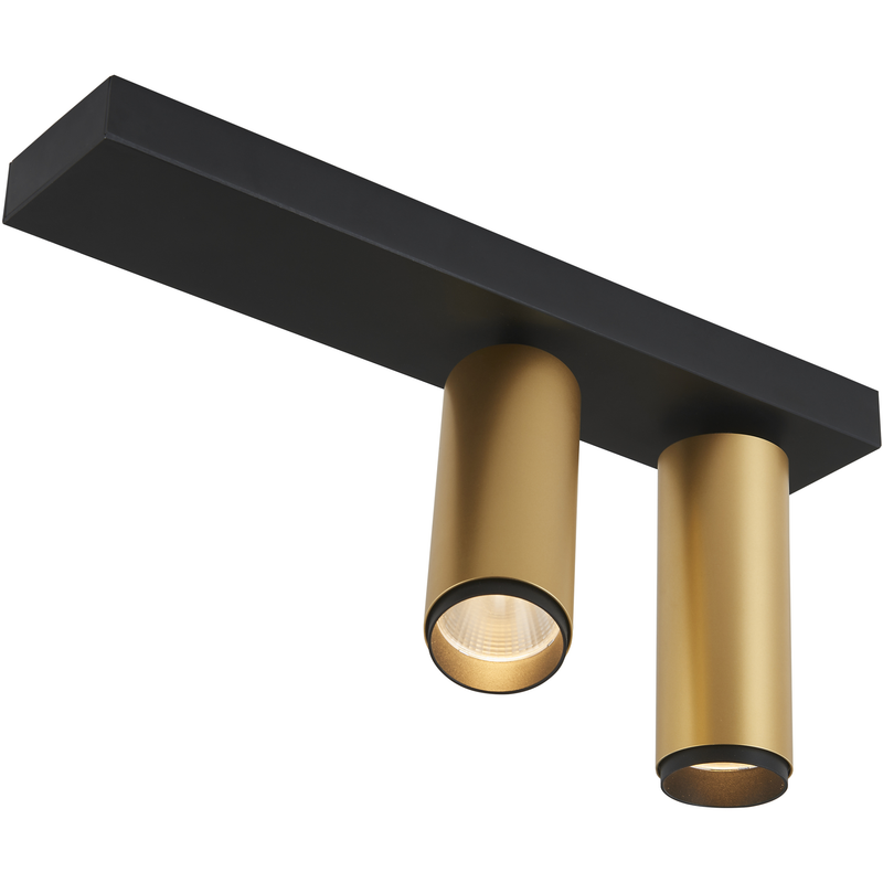Loom Design X-Beam – Dobbeltspot i sort og guld med fleksibel LED-belysning