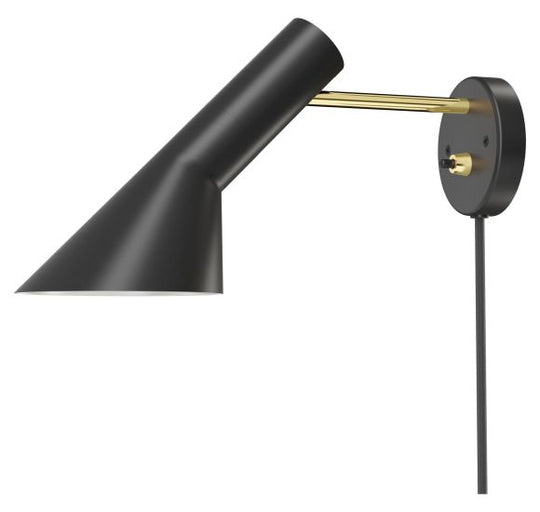 AJ VÆGLAMPE MESSING/SORT MED LEDNING