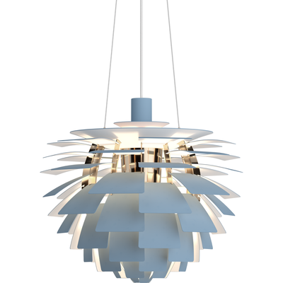 PH Kogle Pendel Ø480 – Dusty Blue / Messing Metalliseret – Poul Henningsen – Louis Poulsen