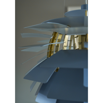 PH Kogle Pendel Ø480 – Dusty Blue / Messing Metalliseret – Poul Henningsen – Louis Poulsen