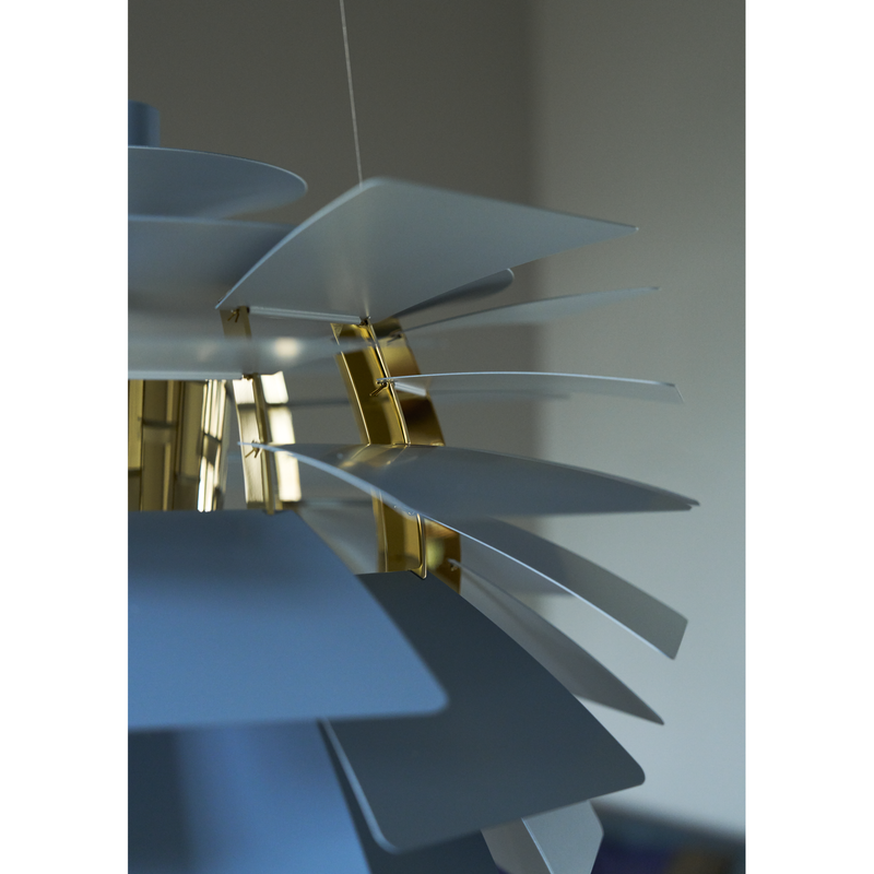 PH Kogle Pendel Ø480 – Dusty Blue / Messing Metalliseret – Poul Henningsen – Louis Poulsen
