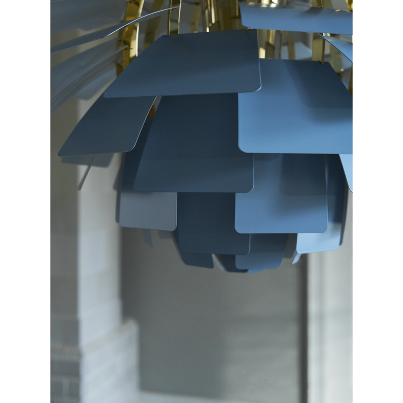 PH Kogle Pendel Ø480 – Dusty Blue / Messing Metalliseret – Poul Henningsen – Louis Poulsen