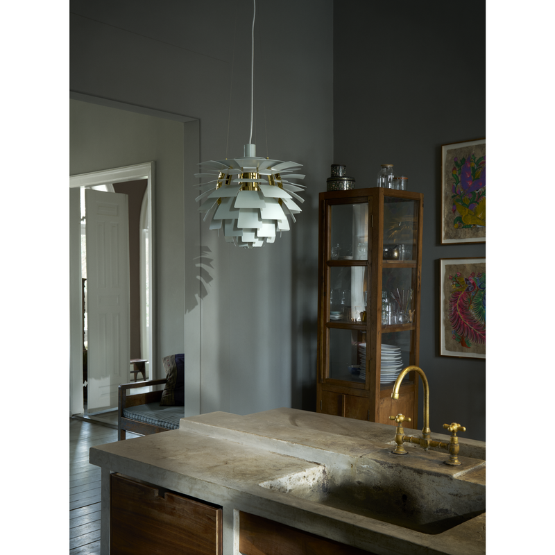 PH Kogle Pendel Ø480 – Dusty Green / Messing Metalliseret – Poul Henningsen – Louis Poulsen