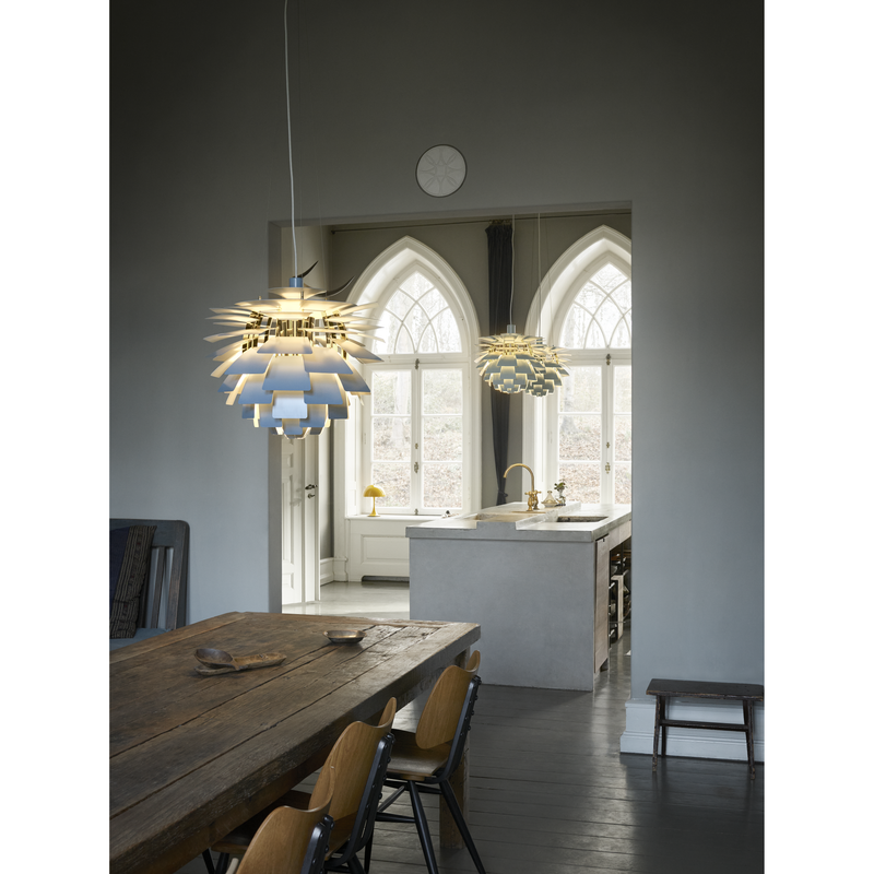 PH Kogle Pendel Ø600 – Dusty Blue / Messing Metalliseret – Poul Henningsen – Louis Poulsen