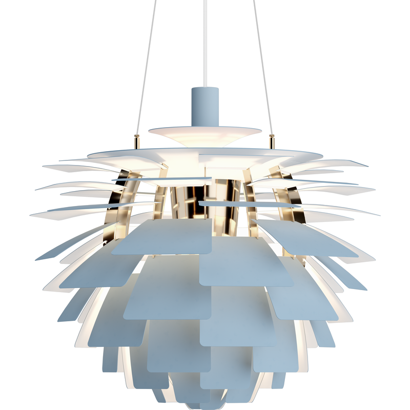 PH Kogle Pendel Ø600 – Dusty Blue / Messing Metalliseret – Poul Henningsen – Louis Poulsen