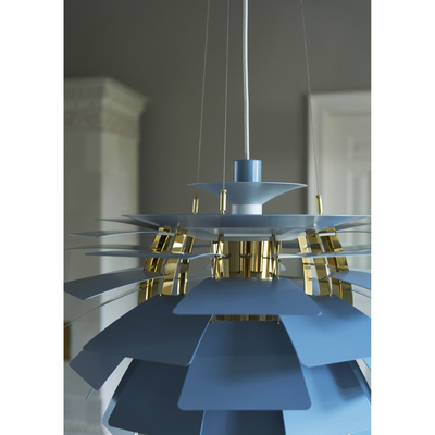 PH Kogle Pendel Ø600 – Dusty Blue / Messing Metalliseret – Poul Henningsen – Louis Poulsen