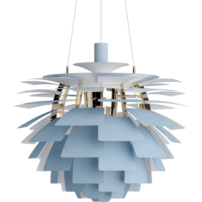 PH Kogle Pendel Ø600 – Dusty Blue / Messing Metalliseret – Poul Henningsen – Louis Poulsen