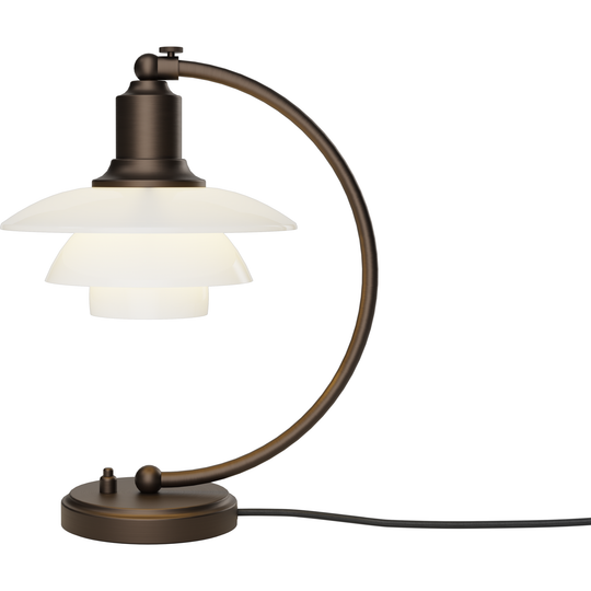 PH 2/2 - BRUNERET MESSING OG OPALGLAS BORDLAMPE - LOUIS POULSEN