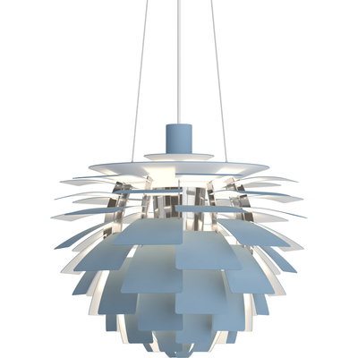 PH Kogle Pendel Ø480 – Dusty Blue / Højglans Forkromet – Poul Henningsen – Louis Poulsen