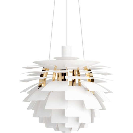 PH KOGLE PENDEL SOFT HVID/MESSING METALLISRET Ø480