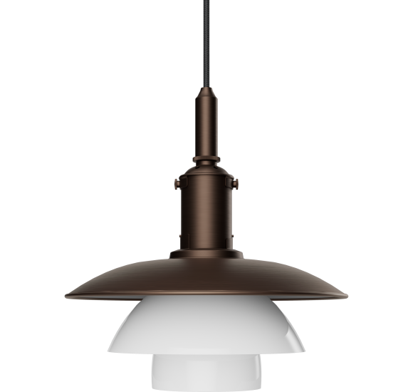 PH 3/3 - PENDEL - BRUNERET MESSING OG OPALGLAS