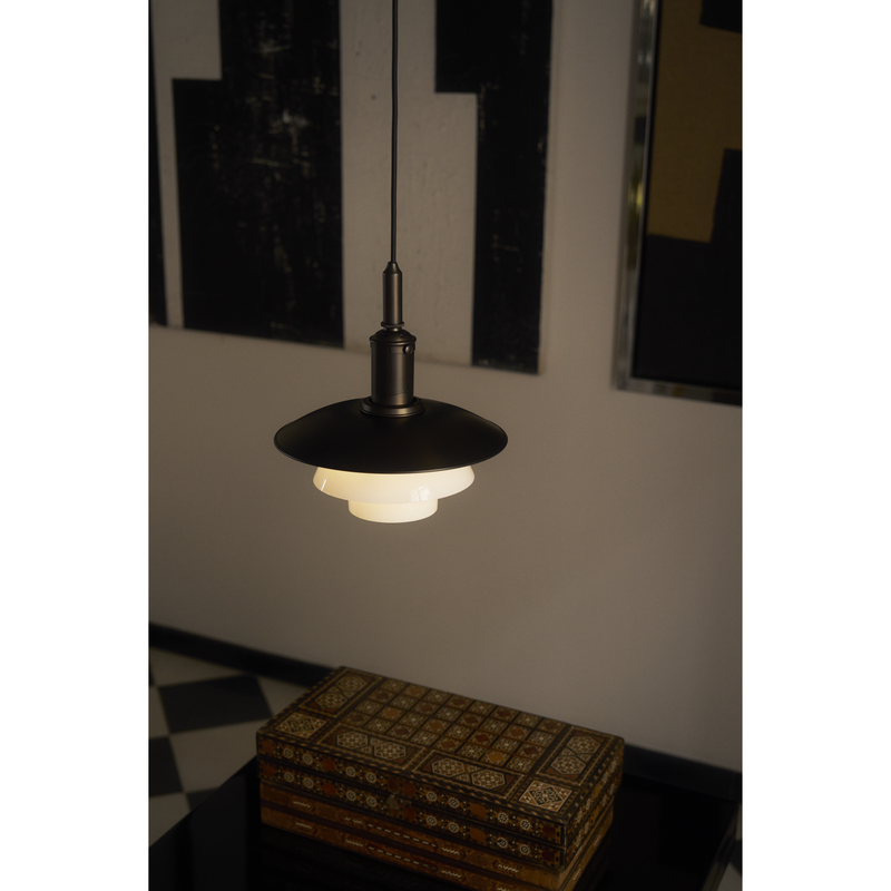 PH 3/3 PENDEL BRUNERET MESSING OG OPALGLAS