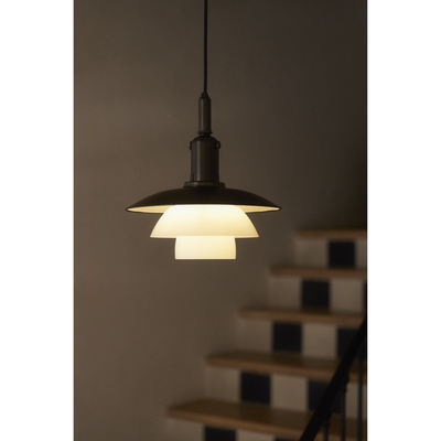 PH 3/3 PENDEL BRUNERET MESSING OG OPALGLAS