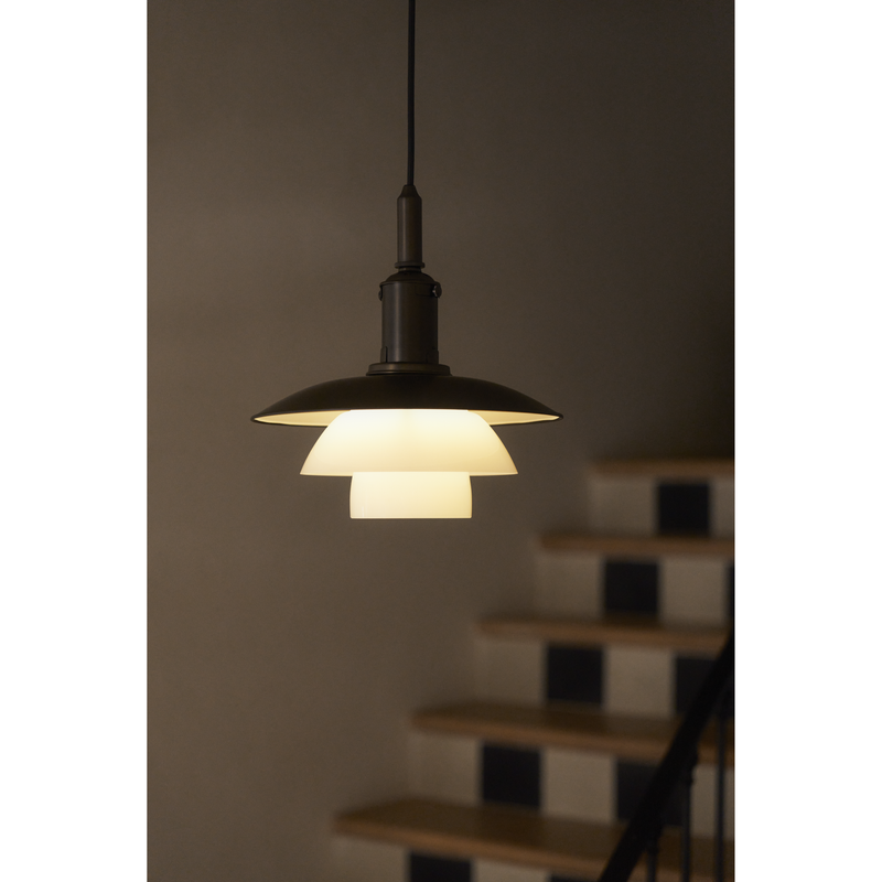 PH 3/3 PENDEL BRUNERET MESSING OG OPALGLAS
