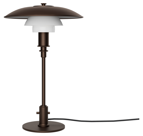 PH 3/2 - BORDLAMPE - BRUNERET MESSING OG OPALGLAS
