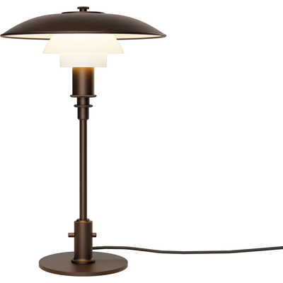 PH 3/2 BORDLAMPE BRUNERET MESSING OG OPALGLAS