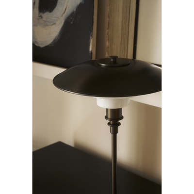 PH 3/2 BORDLAMPE BRUNERET MESSING OG OPALGLAS