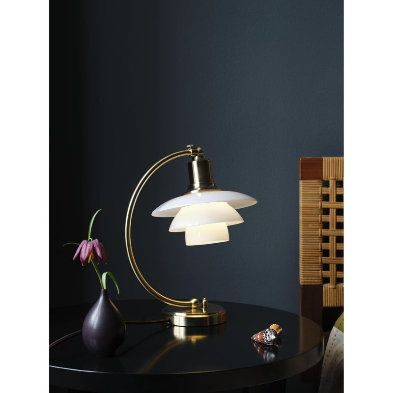 LOUIS POULSEN PH 2/2 LUNA MESSING/BLANKT OPALT GLAS BORDLAMPE