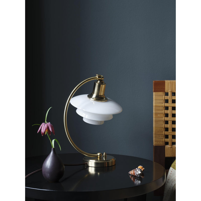 LOUIS POULSEN PH 2/2 LUNA MESSING/BLANKT OPALT GLAS BORDLAMPE