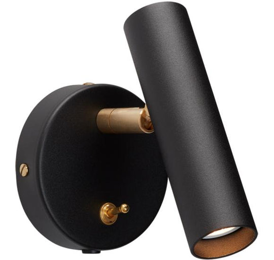 Slender Væglampe – Belid (Sort Struktur & Messing, GU10)