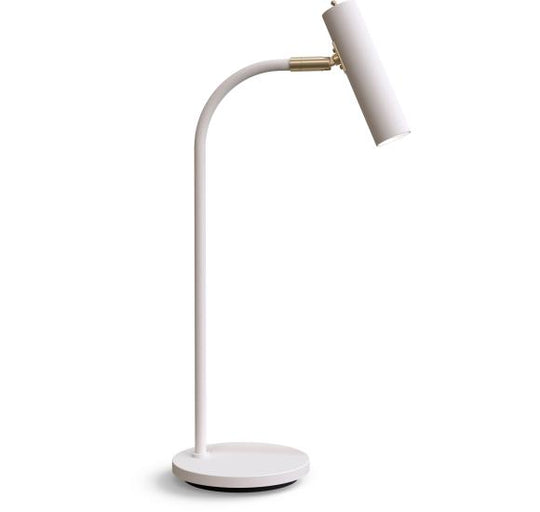 Slender Bordlampe – Hvid Struktur & Messing med justerbar arm