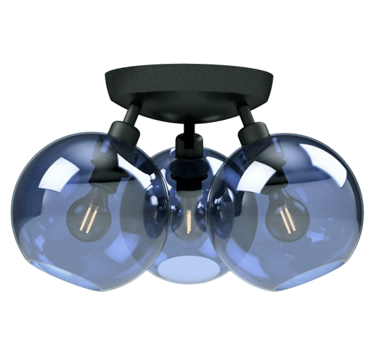 GLORIA LOFTSLAMPE Ø33 SORT/BLÅ GLAS