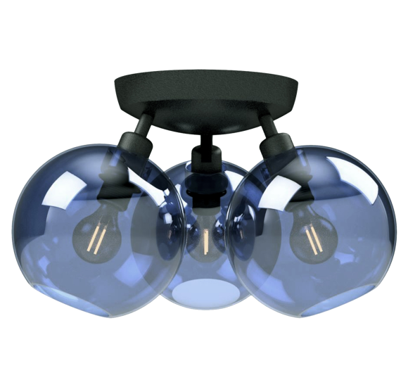 GLORIA LOFTSLAMPE Ø33 SORT/BLÅ GLAS