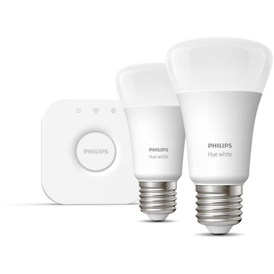 Philips Hue White Startsæt – To E27 Smart LED-pærer med Bridge